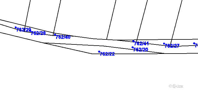 Parcela st. 762/22 v KÚ Hlavečník, Katastrální mapa