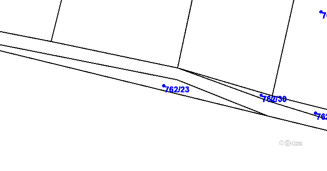 Parcela st. 762/23 v KÚ Hlavečník, Katastrální mapa