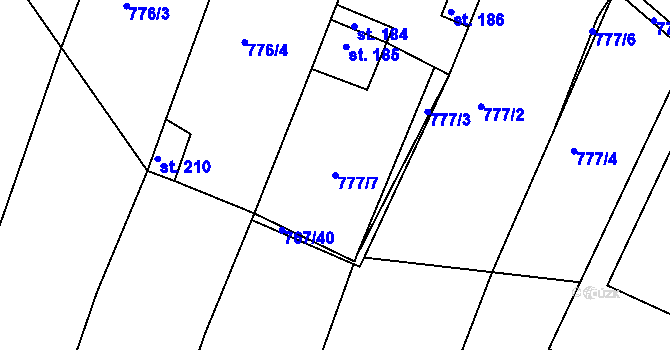 Parcela st. 777/7 v KÚ Hlavečník, Katastrální mapa