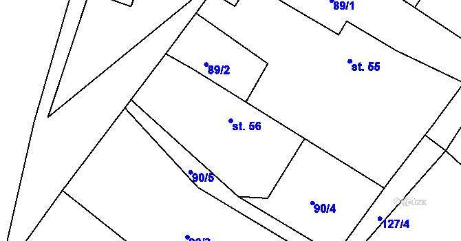 Parcela st. 56 v KÚ Hlavečník, Katastrální mapa