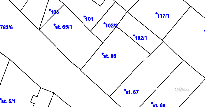 Parcela st. 66 v KÚ Hlavečník, Katastrální mapa