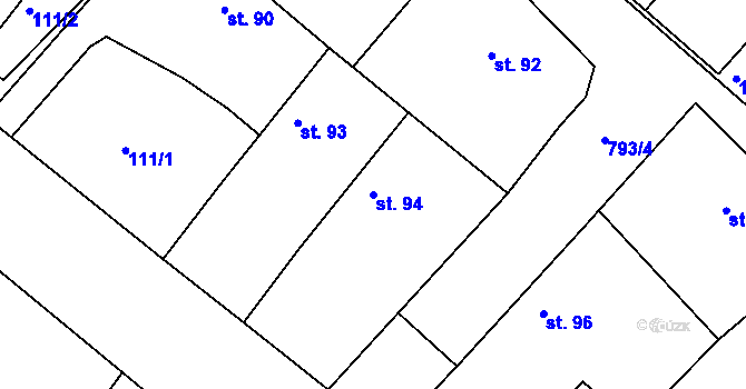 Parcela st. 94 v KÚ Hlavečník, Katastrální mapa