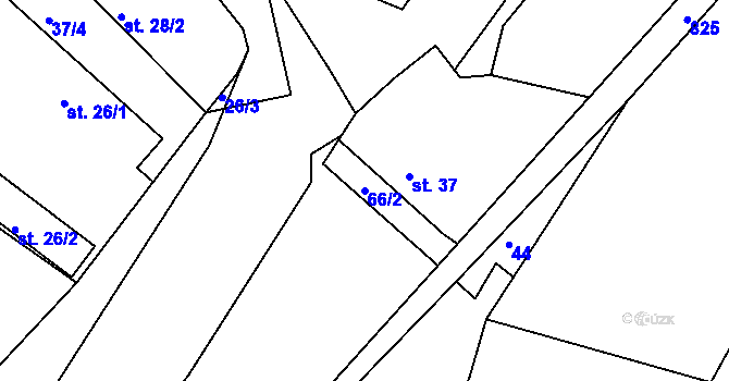 Parcela st. 66/2 v KÚ Hlavečník, Katastrální mapa
