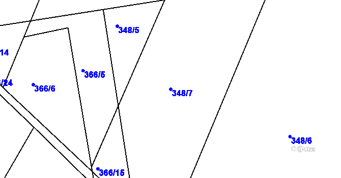 Parcela st. 348/7 v KÚ Hlavečník, Katastrální mapa