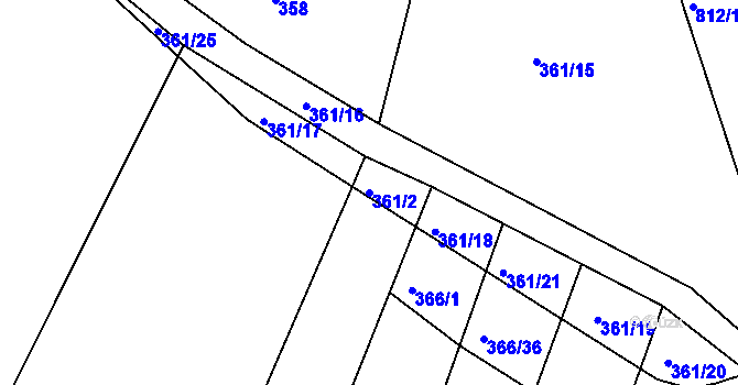 Parcela st. 361/2 v KÚ Hlavečník, Katastrální mapa