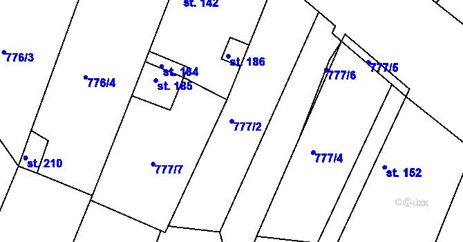 Parcela st. 777/2 v KÚ Hlavečník, Katastrální mapa
