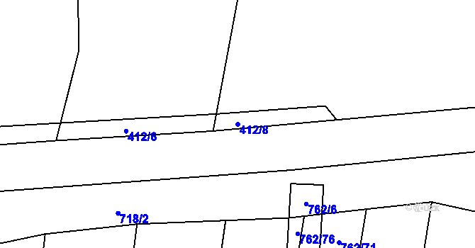 Parcela st. 412/8 v KÚ Hlavečník, Katastrální mapa