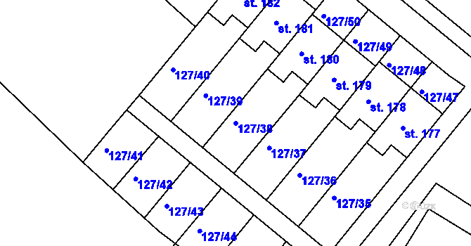 Parcela st. 127/38 v KÚ Hlavečník, Katastrální mapa