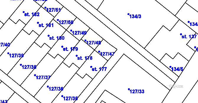 Parcela st. 127/47 v KÚ Hlavečník, Katastrální mapa