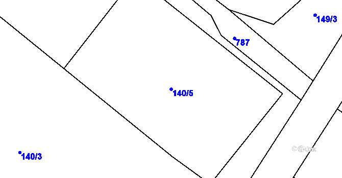Parcela st. 140/5 v KÚ Hlavečník, Katastrální mapa