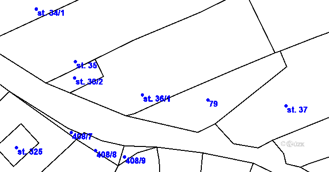 Parcela st. 36/1 v KÚ Hlavenec, Katastrální mapa
