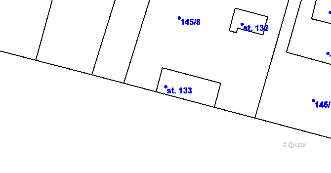 Parcela st. 133 v KÚ Hlavenec, Katastrální mapa