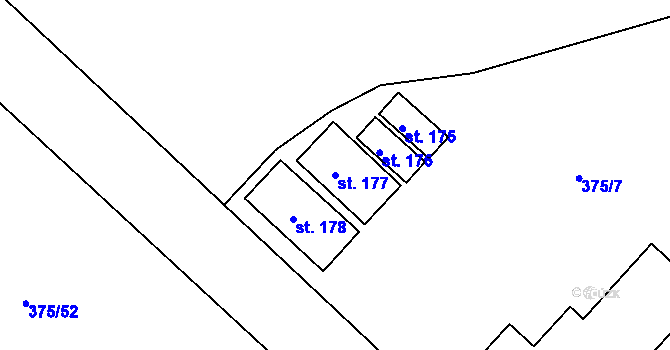 Parcela st. 177 v KÚ Hlavenec, Katastrální mapa