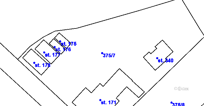 Parcela st. 375/7 v KÚ Hlavenec, Katastrální mapa