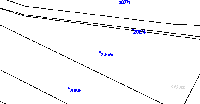 Parcela st. 206/6 v KÚ Hlavenec, Katastrální mapa