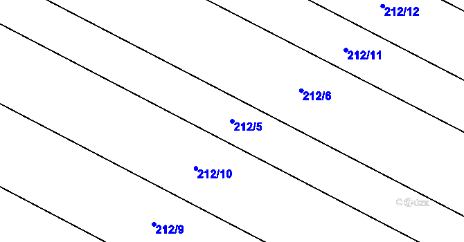 Parcela st. 212/5 v KÚ Hlavenec, Katastrální mapa