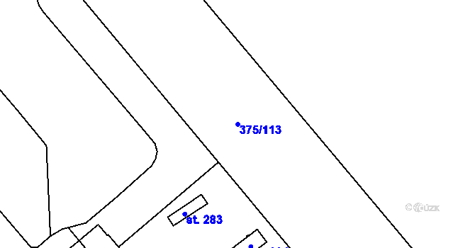 Parcela st. 375/113 v KÚ Hlavenec, Katastrální mapa