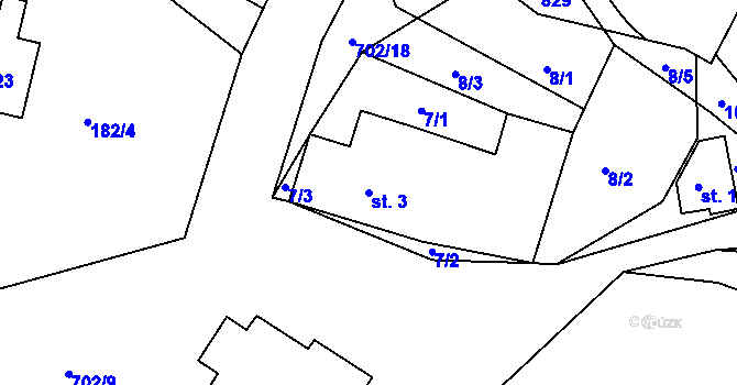 Parcela st. 3 v KÚ Hlavice, Katastrální mapa