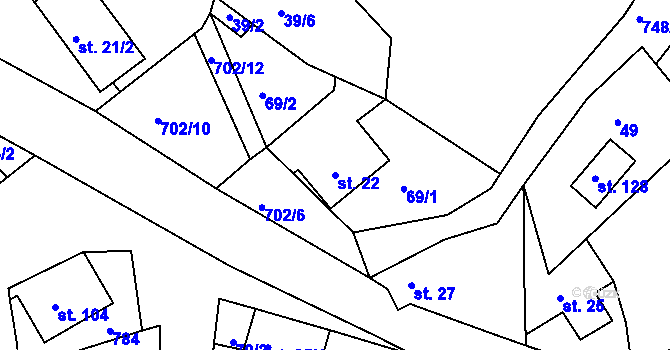 Parcela st. 22 v KÚ Hlavice, Katastrální mapa