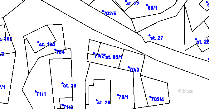 Parcela st. 85/1 v KÚ Hlavice, Katastrální mapa
