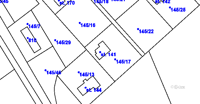 Parcela st. 141 v KÚ Hlavice, Katastrální mapa