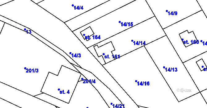 Parcela st. 161 v KÚ Hlavice, Katastrální mapa
