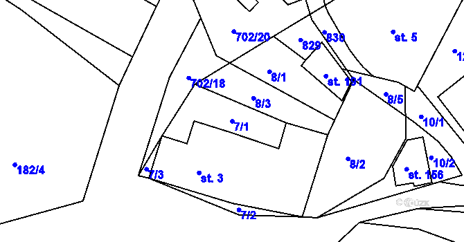 Parcela st. 7/1 v KÚ Hlavice, Katastrální mapa