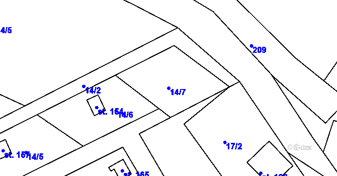 Parcela st. 14/7 v KÚ Hlavice, Katastrální mapa