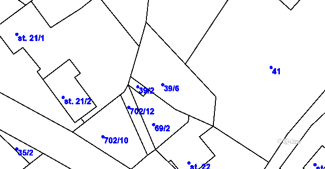 Parcela st. 39/6 v KÚ Hlavice, Katastrální mapa