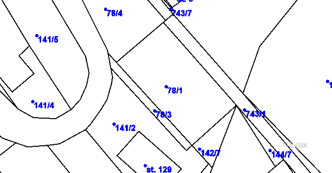 Parcela st. 78/1 v KÚ Hlavice, Katastrální mapa