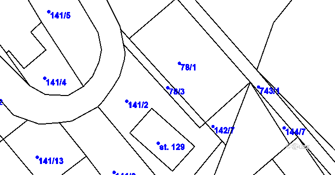 Parcela st. 78/3 v KÚ Hlavice, Katastrální mapa