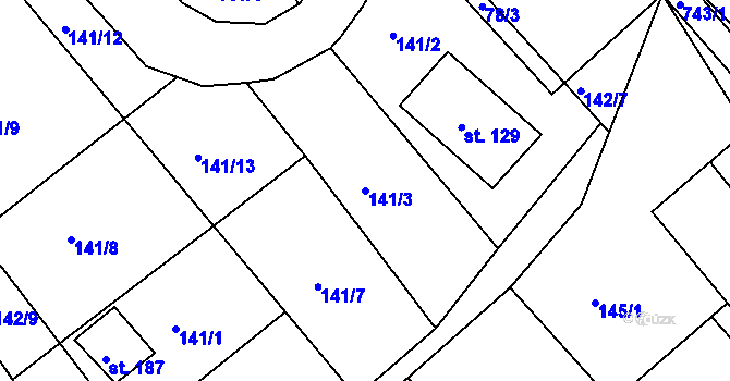 Parcela st. 141/3 v KÚ Hlavice, Katastrální mapa