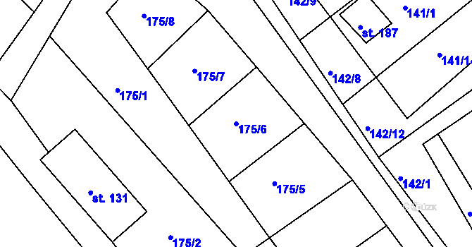 Parcela st. 175/6 v KÚ Hlavice, Katastrální mapa