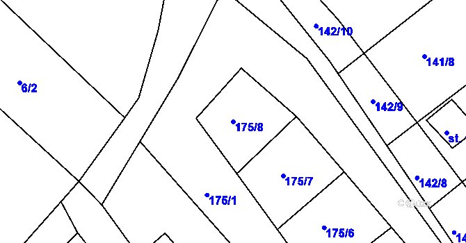 Parcela st. 175/8 v KÚ Hlavice, Katastrální mapa