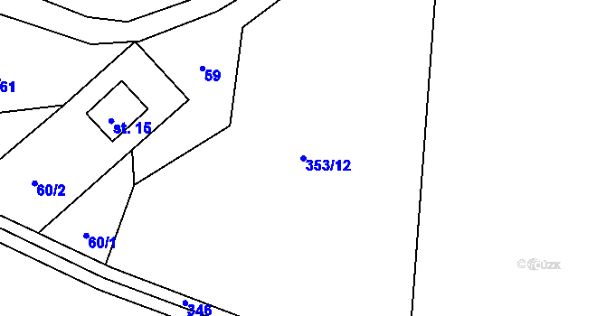 Parcela st. 353/12 v KÚ Hlavice, Katastrální mapa