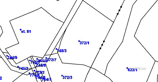 Parcela st. 372/1 v KÚ Hlavice, Katastrální mapa