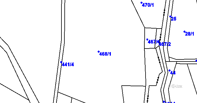 Parcela st. 468/1 v KÚ Hlavice, Katastrální mapa