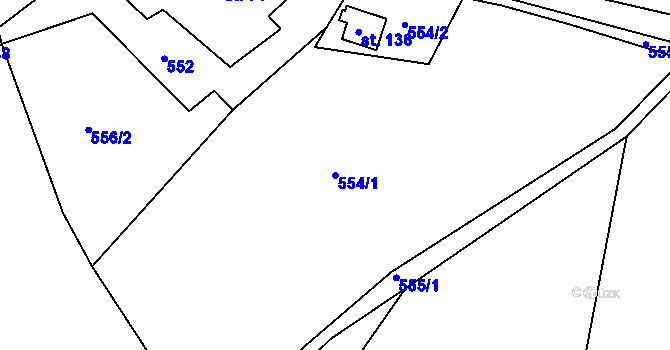 Parcela st. 554/1 v KÚ Hlavice, Katastrální mapa