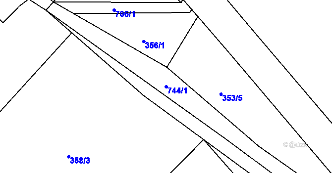 Parcela st. 744/1 v KÚ Hlavice, Katastrální mapa