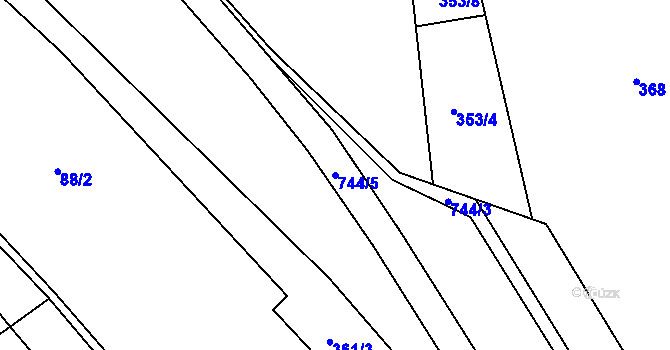 Parcela st. 744/5 v KÚ Hlavice, Katastrální mapa