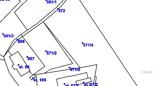 Parcela st. 571/4 v KÚ Hlavice, Katastrální mapa