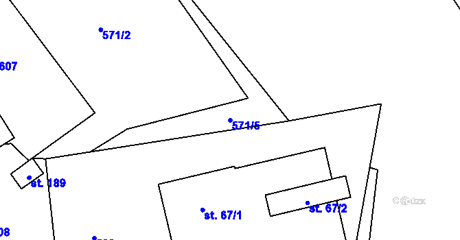 Parcela st. 571/5 v KÚ Hlavice, Katastrální mapa