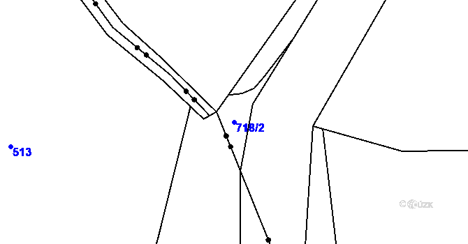 Parcela st. 718/2 v KÚ Hlavice, Katastrální mapa