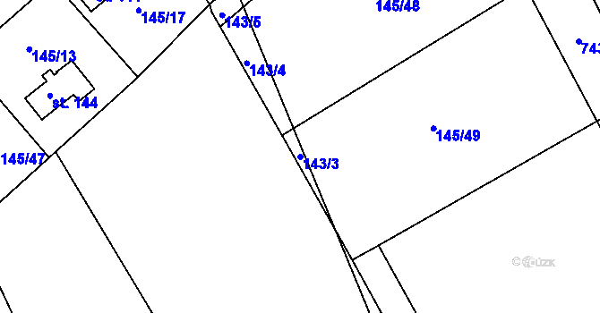 Parcela st. 143/3 v KÚ Hlavice, Katastrální mapa