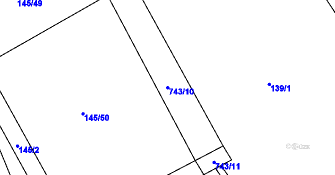Parcela st. 743/10 v KÚ Hlavice, Katastrální mapa