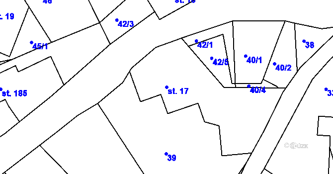 Parcela st. 17 v KÚ Hrubý Lesnov, Katastrální mapa