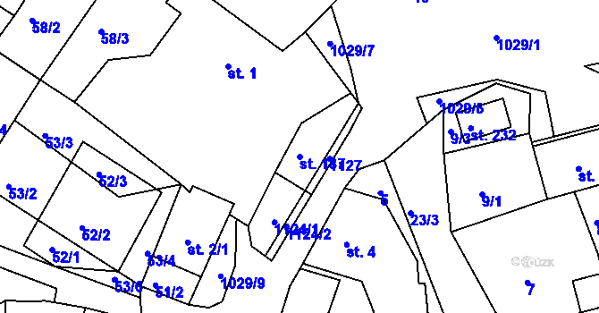 Parcela st. 187 v KÚ Hrubý Lesnov, Katastrální mapa
