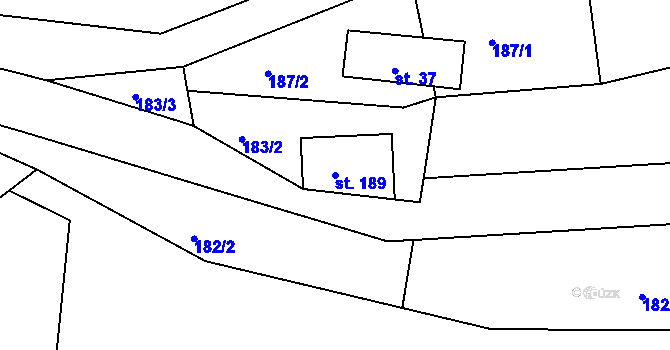 Parcela st. 189 v KÚ Hrubý Lesnov, Katastrální mapa