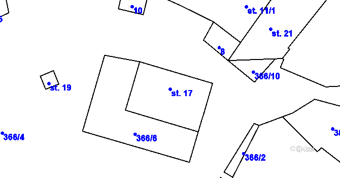 Parcela st. 17 v KÚ Hlávkov, Katastrální mapa
