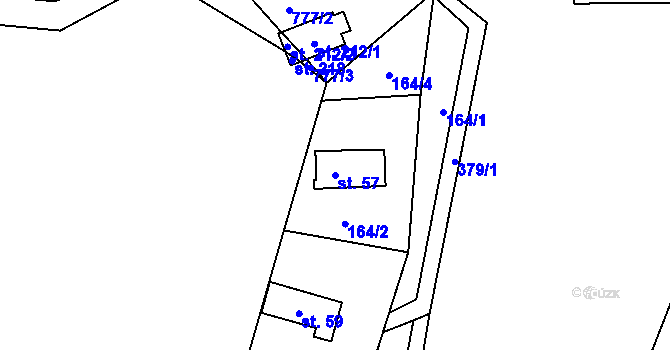 Parcela st. 57 v KÚ Hlávkov, Katastrální mapa